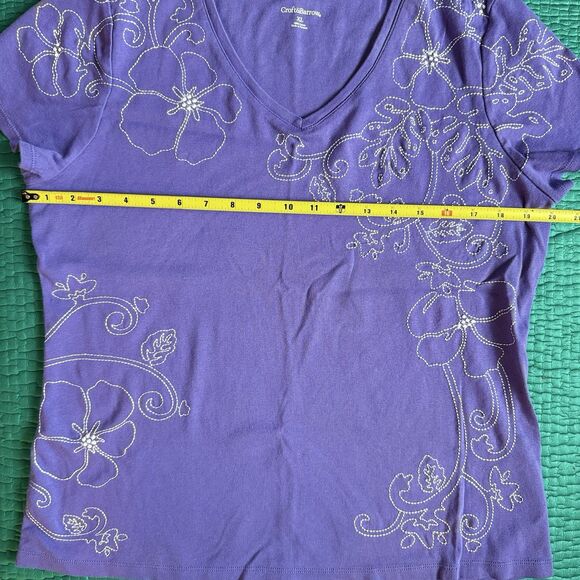 Vintage Croft & Barrow Top Women  XL Purple Floral Embroidered Hawaiian Tropical - Picture 6 of 16